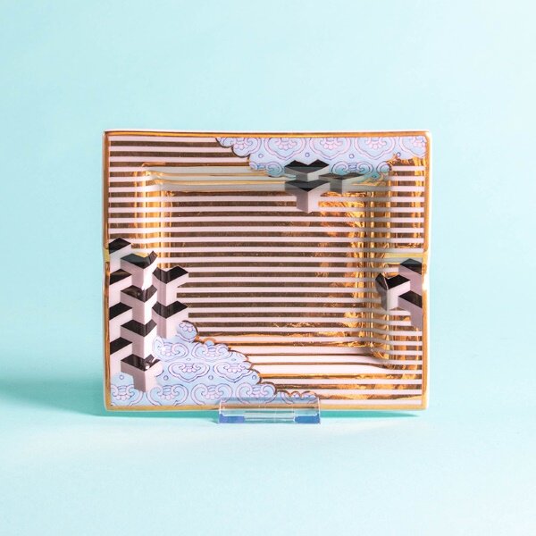 GERODI Ceramic cigarette Ashtray Storage Pan Dried Fruit Pan Containing Pan Cigar Cylinder Small Fruit Tray Vertical Decorated Pan