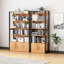 Bibeimu bookshelf floor-standing simple steel-wood bedroom storage iron cabinet with cabinet door multi-layer bookcase storage rack