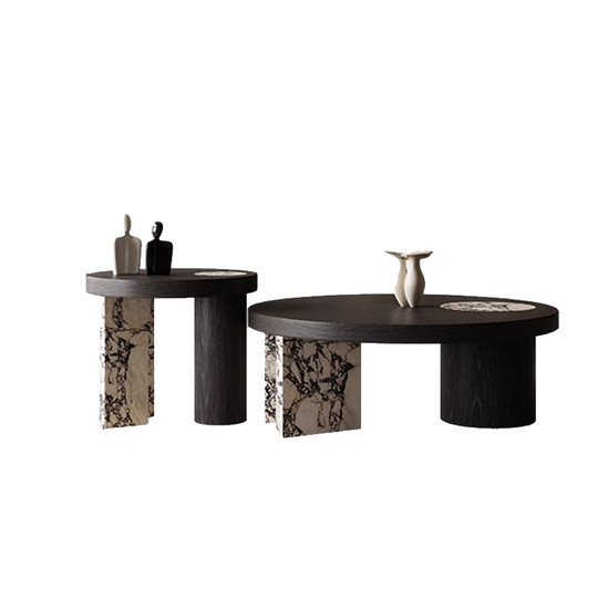 Mesa de centro minimalista de diseño Helen Xiannu, mesa de centro retro de mármol natural redonda para sala de estar, combinación moderna de lujo ligera