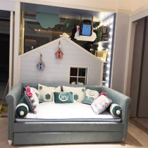 Serta childrens bed small house fairy tale bed with guardrails anti-fall and anti-bump student bed SJ008) Kunming Red Star