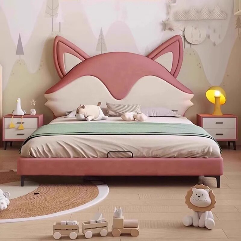 Кровать для хранения вещей Rich craftsman light luxury red fox girl современная минималистичная 1,2-метровая мультяшная детская кровать из массива дерева