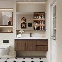 Bologna new Chinese style retro style walnut color ceramic integrated basin bathroom cabinet combination washbasin hand basin bathroom
