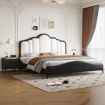 Naiqiu antique-style leather bed simple double bed master bedroom Italian-style high-end leather bed French cream-style soft-covered wedding bed