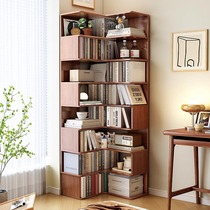 Yangman solid wood wall bookshelf floor-to-ceiling storage rack multi-layer storage home bedroom corner corner bookcase living room