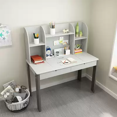 Colorful life full solid wood desk bookshelf combination children's computer desktop table primary and secondary school students study desk desk