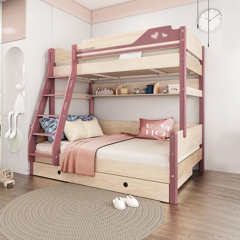 Seven Colors Life Children Solid Wood Bed Extremely Minimalist Light Extravagant Fashion 100 Hitch High And Low Twin Beds Combination up and down bed