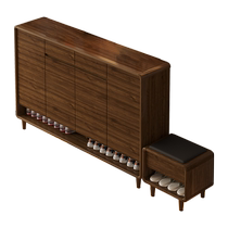 Kailuoyimeng solid wood shoe cabinet home door black walnut color entrance outdoor aisle elevator entrance corridor cabinet