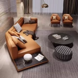 凯妙 Итальянский минималистичный кожаный диван, скандинавский размер гостиной, первый слой, угловой диван Horizon из воловьей кожи