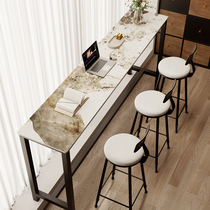 St. Baiyu slate balcony home bar table and chairs water bar wall long simple island bar table milk tea shop