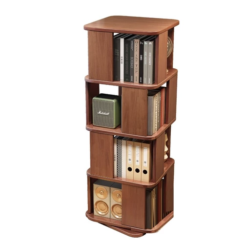 Крутящаяся книжная полка из натурального дерева, книжный шкаф, книга с картинками для кровати, система хранения