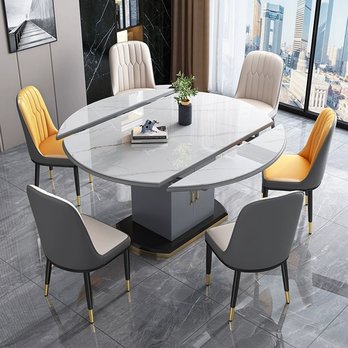 雅麦嘉 Итальянский легкий роскошный современный светлый светло -рок -тарелка Столовый стол простые квадратные круги