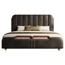 Talman French retro medieval light luxury style oil wax leather piano key large bed master bedroom double solid wood hotel