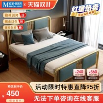 Yufei Modern Simple Light Luxury Bed 1 5m Steel Structure Iron Bed 1 2m Thickened Soft Backrest 1 8m Iron Frame Bed