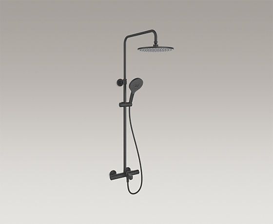 Koehler thermostatic shower column K-23125T-B9-2BL precise control of warm pro oxygen water flow to the store experience