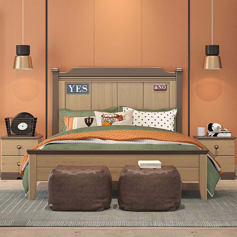 ABC Love Dison Solid Wood Bed Linen Health Body Bed Classic Log Bed Child Bed Juvenile 1 5M Monomer Bed