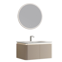 Jomoo Bathroom Suspended Bathroom Cabinet Three-Level Dimming Copper-Free Round Mirror Integrated Rock Slab Basin Sensor Light Set