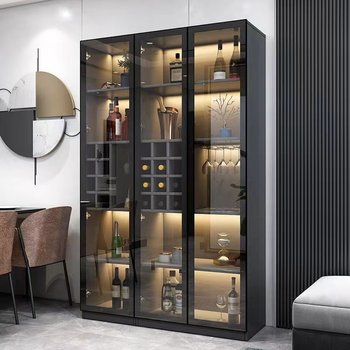 Wenluo Glass Wine Cabinet Display Cabinet Living Room Wall-Mounted Integrated Simple Modern Light Luxury High-End Wine Rack Storage Cabinet