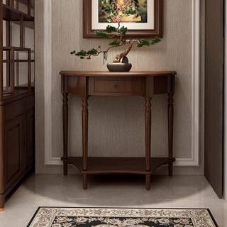 Узкий пристенный шкаф-консоль Baisi в американском стиле из массива дерева, 30 см, полукруглый, в стиле легкой роскоши, вид сбоку.