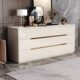 Luxurious Cream-Colored Chest of Drawers, Light Luxury Bedroom Storage Cabinet, Living Room Wall-Mounted Storage Cabinet, Five-Drawer Cabinet, Six-Drawer Cabinet at the End of the Bed