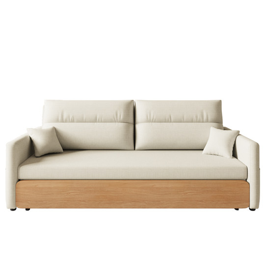 GREMOR sofá cama estilo tronco, moderno, sencillo, japonés, crema, plegable, de doble uso, nórdico, cama de tela de 1,5 metros