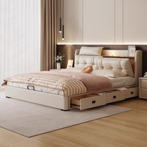 Zuomu modern light luxury high-end leather bed cream style multi-functional bed master bedroom high-end atmosphere with drawer storage bed