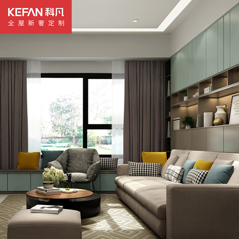 Kefan custom small apartment furniture light luxury wardrobe sliding door custom overall wardrobe door light luxury furniture modern and simple