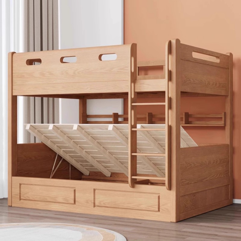 Детская двухъярусная кровать Eisenai Nordic из красного дуба, полностью из массива дерева, двухъярусная кровать для взрослых, высокая и низкая кровать, двухъярусная кровать для маленькой квартиры