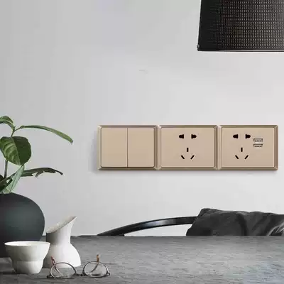 Tianji TJ simple switch gilded Joker one open double with five-hole socket home decoration 86 type wall concealed panel