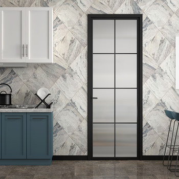 Ouboni Bathroom Door with Long Rainbow Glass, Stylish Kitchen Door, Toilet Door, Titanium Magnesium Flat Door, Aluminum Alloy Door, Nomi