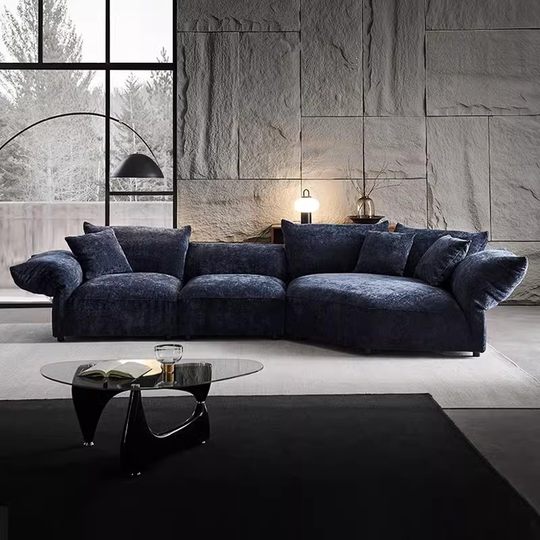 Sofá de pétalos Yunxin, sofá de tela de chenilla con lema minimalista italiano, sofá de alta gama con asiento de concubina imperial curvo de forma especial