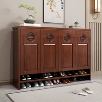 Saint Baiyu Chinese solid wood shoe cabinet large capacity storage cabinet simple modern carving crafts home entry entrance cabinet