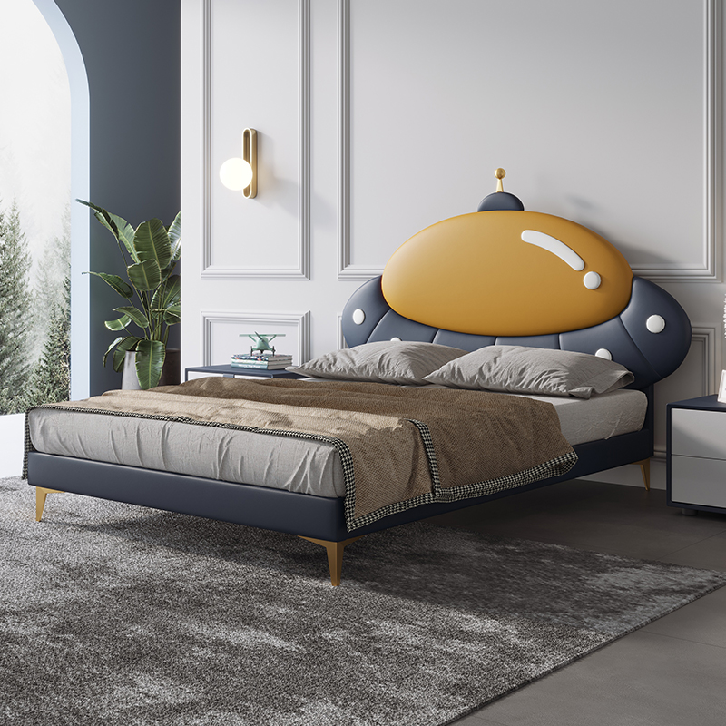 Feimas technology cloth children's bed modern minimalist solid wood bed boy girl fabric bed bedroom 1 5m creative yy