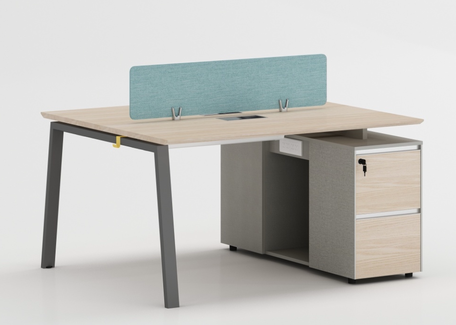 Opposite two-person office computer desk staff desk