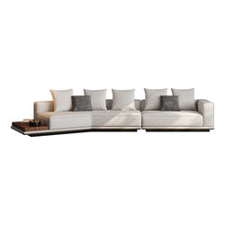 Yunxin Italian-Style Modern Minimalist Horizon Cotton-Linen Fabric Top-Grain Leather Sofa Replica with Angled Irregular-Shaped Chaise Lounge