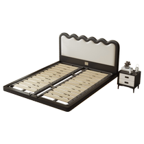 Chazedai Ripple Wave Bed Suspended Bed Modern Simple Retro Leather Bed Master Bedroom 1 8 Meter Double Marriage Bed