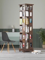 Yuezhu rotating bookshelf 360 degree bookcase all solid wood floor-standing creative storage rack simple childrens storage student home