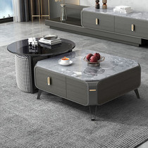 Zhenpi Italian minimalist slate coffee table TV cabinet combination modern Nordic small apartment retractable storage coffee table simple