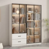 阳漫 Книжный шкаф из цельного дерева, встроенная полка от стены до верхней части, шкаф ручной работы, витрина, винный шкаф, домашний свет, роскошный шкаф от пола до потолка