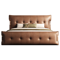Talman high-end design French American light luxury retro leather wedding bed solid wood double zipper soft package master bed