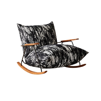 Muluan retro rocking chair single sofa ink landscape rocking chair balcony living room leisure chair home single recliner
