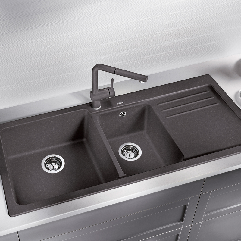 Platinum wave high BLANCO NAYA 8 S quartz stone sink Kitchen Wash Basin Granite Double Trough-Taobao