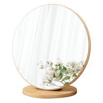 Muluan desktop makeup mirror desktop makeup large round mirror bedroom portable princess mirror simple solid wood dressing table mirror