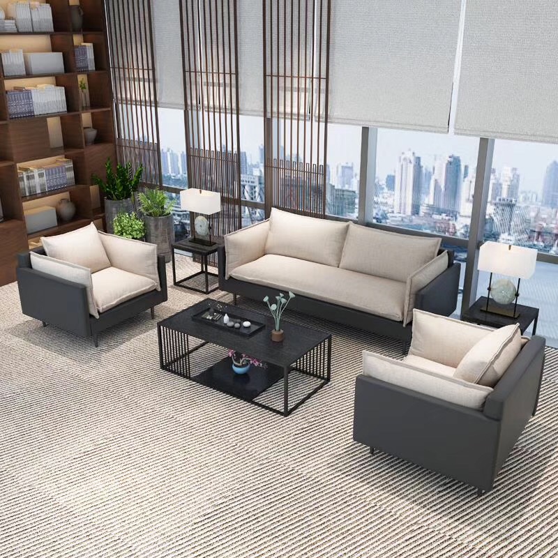 Office sofa simple modern reception room negotiation business reception double or three stylish leather sofa coffee table combination