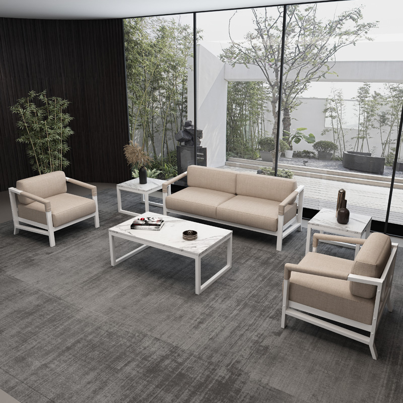 Modern minimalist wrought iron sofa office meeting guests to negotiate business reception leisure simple steel frame fabric can be dismantled and washed