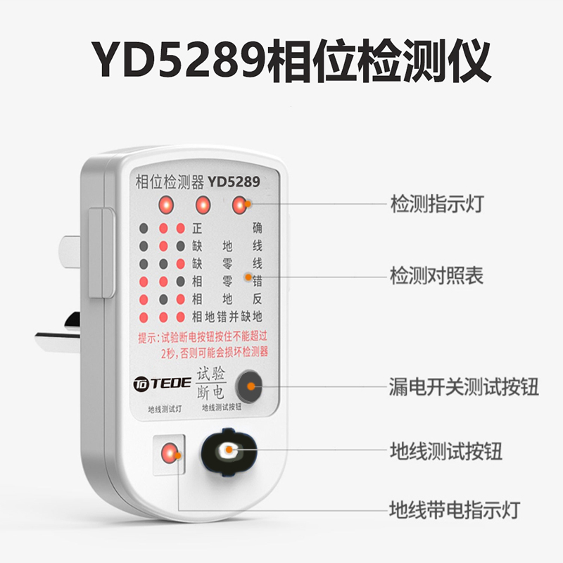 Source Chuangli TEDE電力検出器位相検出器ソケットテストリークアース線テストプラグ