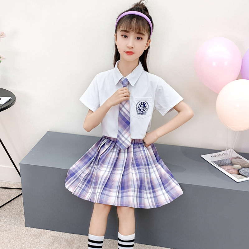 Children Jk Uniforms 9 Girls Summer Dress College Wind Suit 7 Elementary School Students 12 Year 8 Great Boy Girl 100 Plexor Plaid Dress