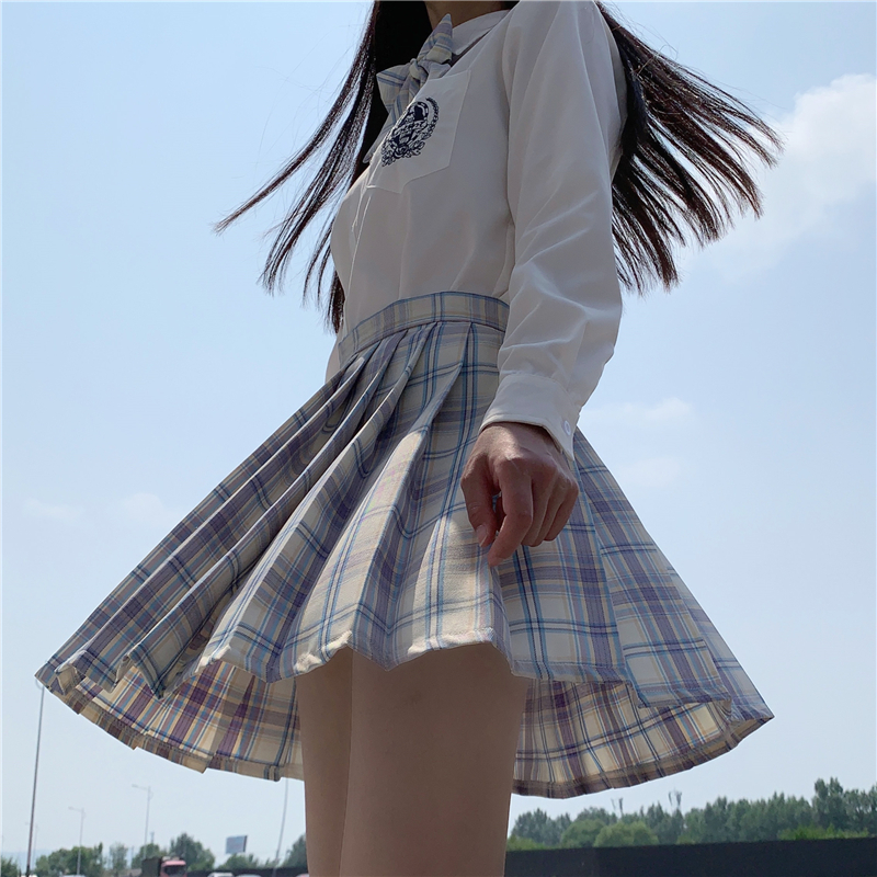 Hoshino Haohai jk uniform skirt Genuine shirt Long-sleeved top lattice skirt suit All stars hold the Moon class dress girl full set