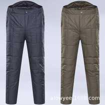 Official website flagship store Middle-aged down pants Men wear thickened high-waisted large size warm cotton pants down pants deep crotch