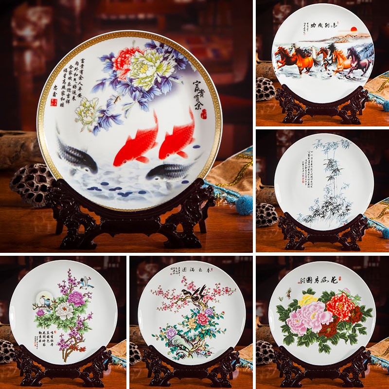 Eight steeds of jingdezhen ceramic hang dish sat dish plate TV setting wall decorative furnishing articles blue and white porcelain home act the role ofing is tasted
