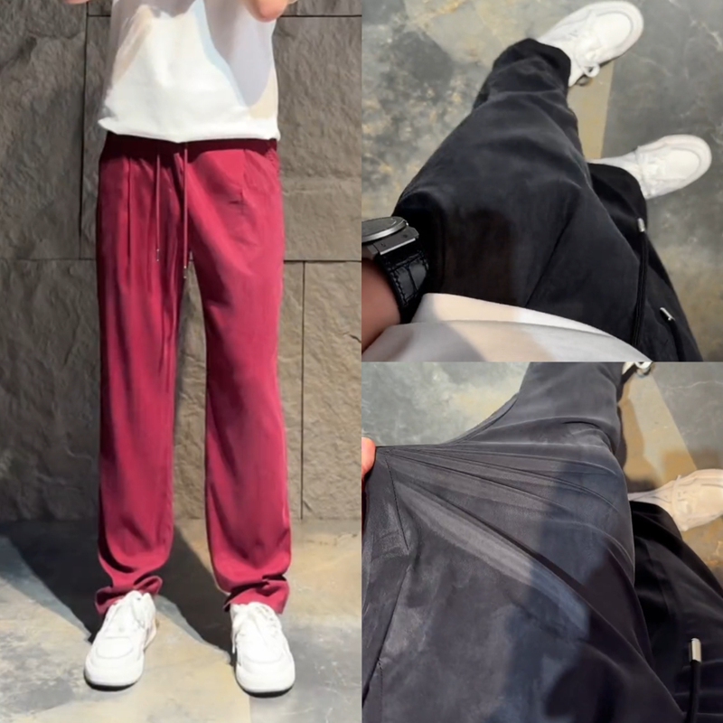 9619 Spring/Summer Cupro Silk Smooth and Flowy Creamy Feel Mask Pants Men's Versatile Casual Pants Trendy Fashionable and Handsome